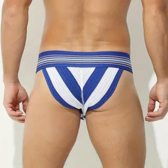 Karen Space Striped Briefs with Cotton Blend Blue Pink White XL Trans Colors - Picture 6 of 8